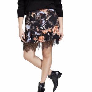 3/$23 BLACK MULTI FLORAL LACE SKIRT
